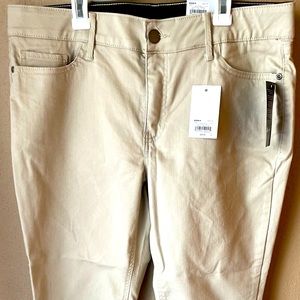 Croft and Barrow Womens Ankle Midrise 14 Petite Beige NWT Studded Ankle Cut Hem